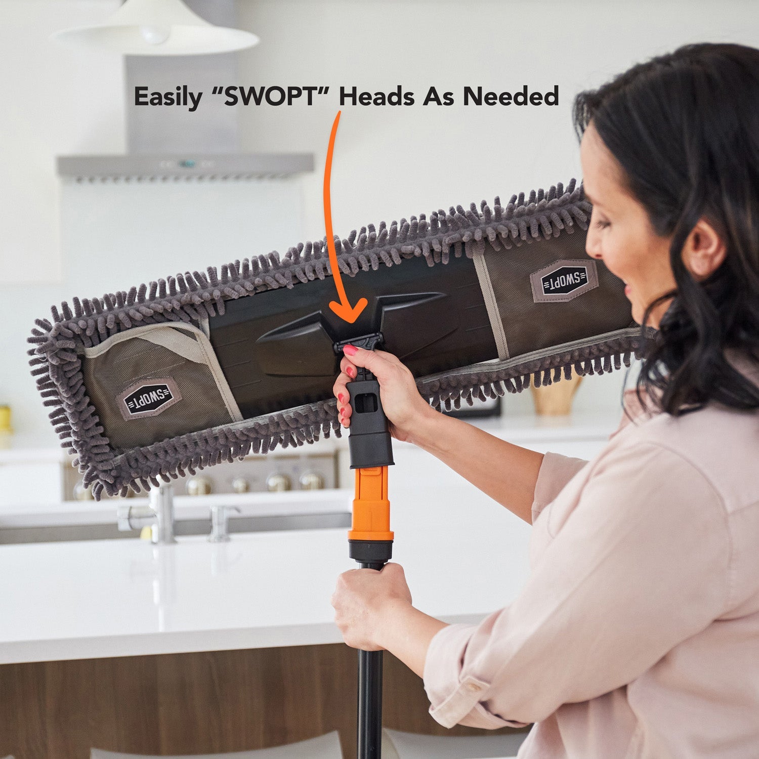 24 Inch Microfiber Dust Mop Head with 60 Inch Steel Handle - Heavy Duty Floor Cleaning Kit for Hardwood, Tile & Laminate Floors - Home, Office & Commercial Use