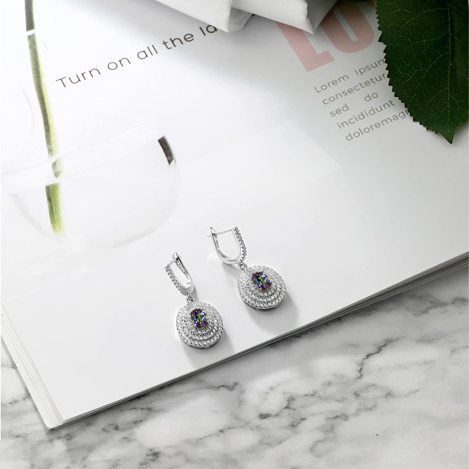 4.14 Ct Oval Green Mystic Topaz Sterling Silver Earrings for Women - 925 Silver Gemstone Jewelry for Birthday, Anniversary & Special Occasions