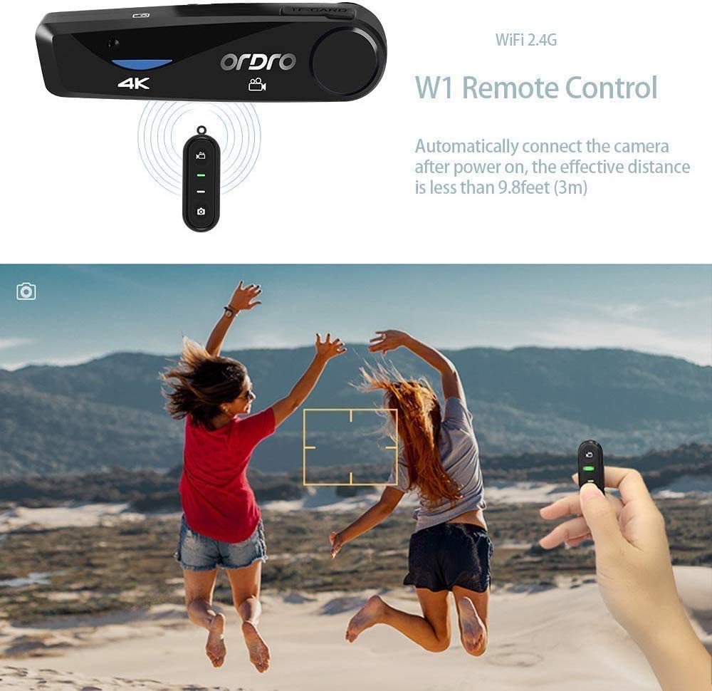 ORDRO EP6 4K Wearable Head Mounted Camera - FHD 1080P 60FPS WiFi Vlogging Camera with 32GB Card - Hands-Free Webcam for Action Sports, Travel Vlogging & Live Streaming