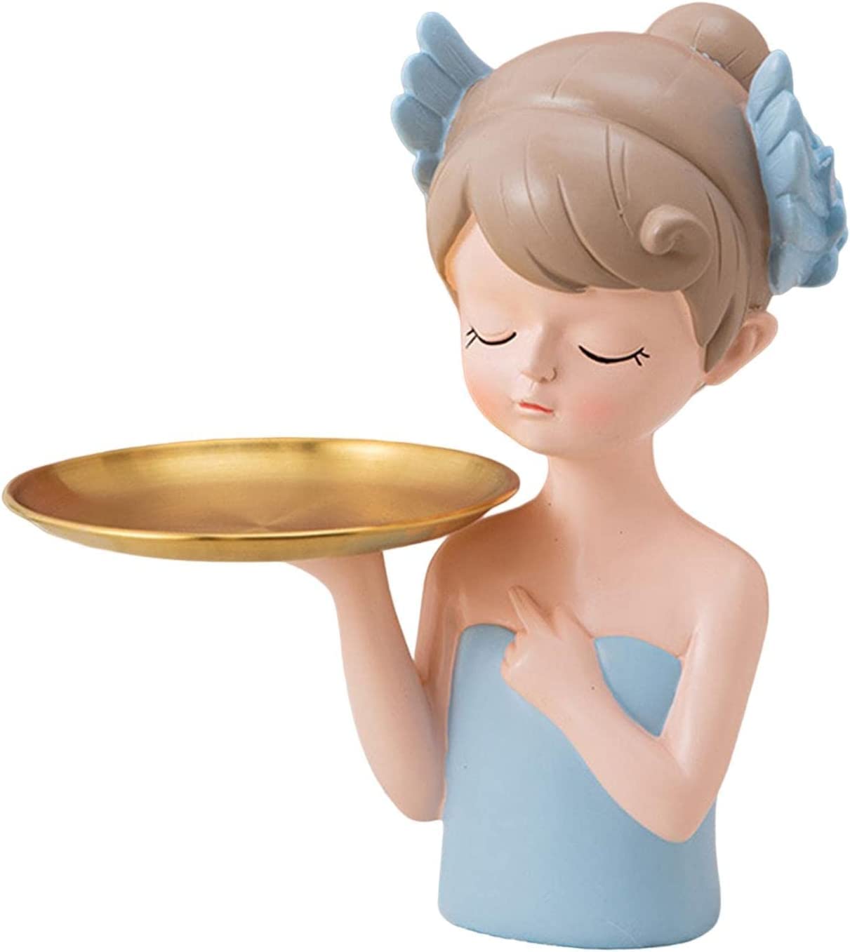 Modern Girl Figurine Tray - Decorative Jewelry Holder & Trinket Organizer | Blue Ceramic Storage Tray for Necklaces, Rings & Small Accessories | Perfect for Living Room, Bedroom, Office Desk & TV Shelf Decor
