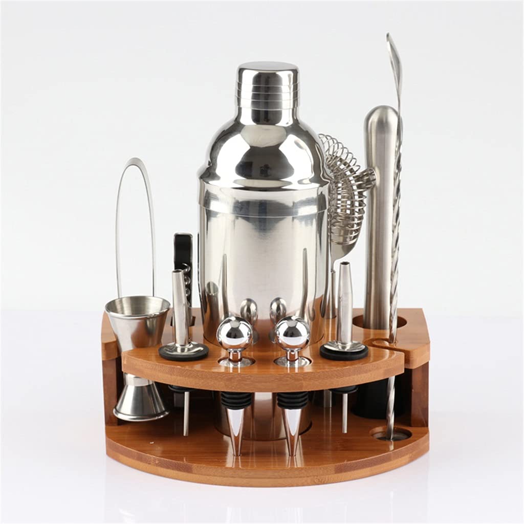 12-Piece Professional Cocktail Shaker Set with Bamboo Stand - Stainless Steel Bartender Kit for Home Bar, Mixing Drinks & Party Hosting - Perfect for Bartenders, Home Entertaining & Cocktail Enthusiasts