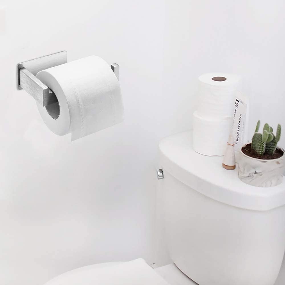 Stainless Steel Wall Mounted Toilet Paper Holder - No Drill Bathroom & Kitchen Toilet Roll Holder | Space-Saving Design for Small Bathrooms & Modern Kitchens