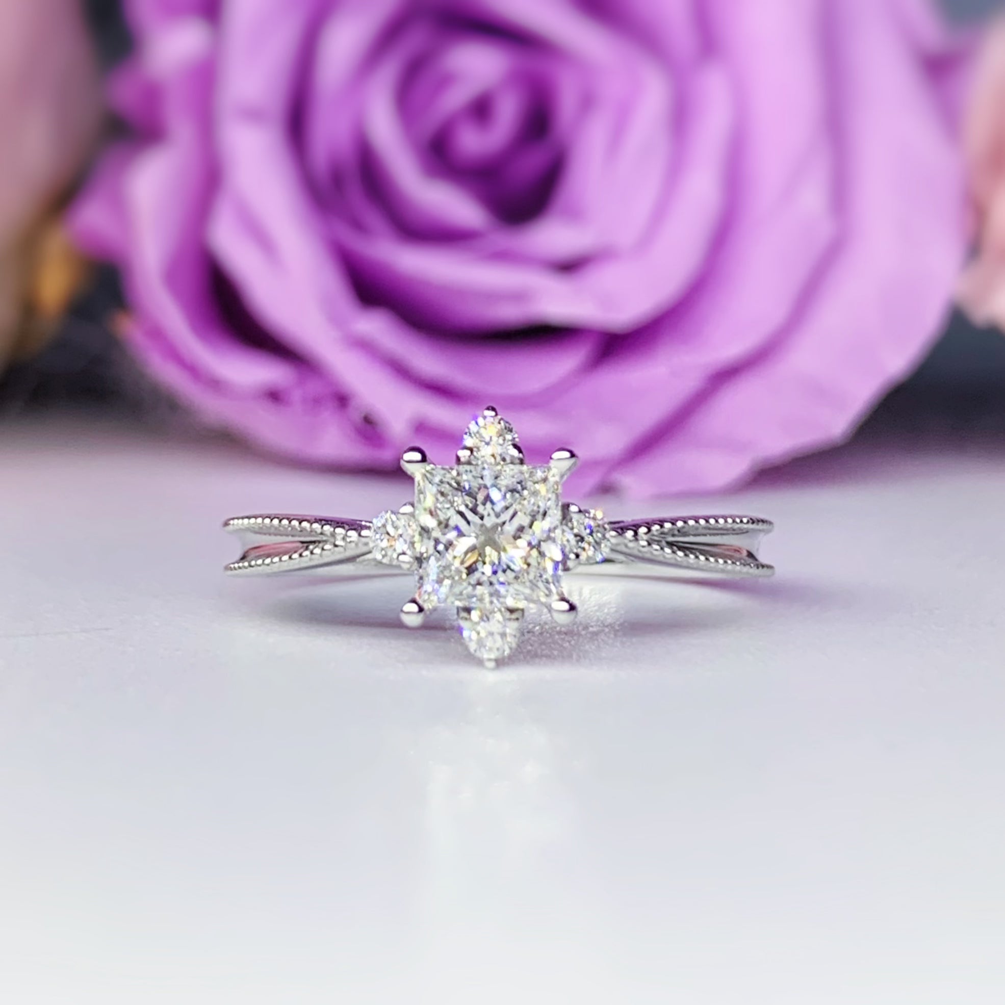 Princess Cut Halo Diamond Engagement Ring Setting - 14K White Gold Solitaire Wedding Band for Women, Perfect Proposal Gift & Anniversary Jewelry (LGR072S)