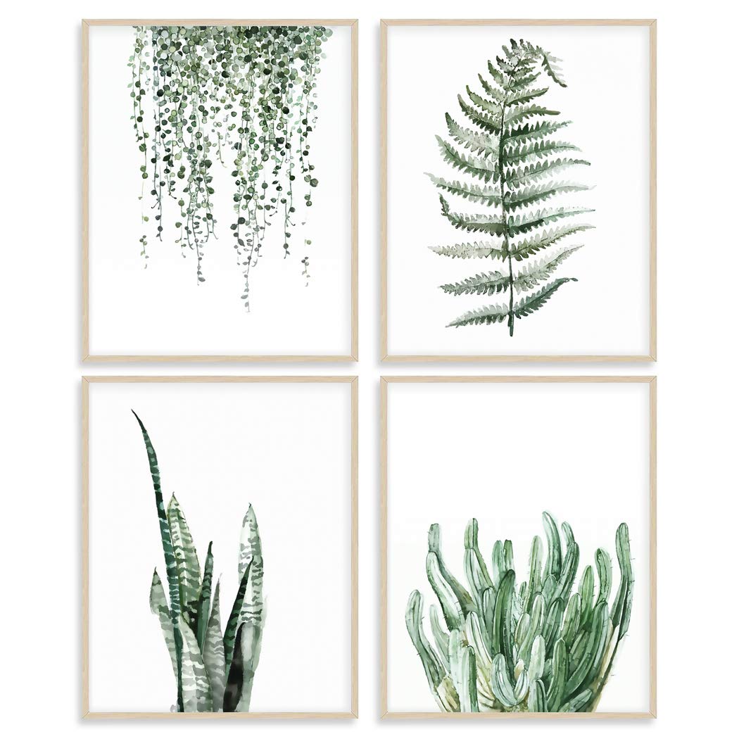 Botanical Prints Poster Set of 4 - 11x14 Unframed Canvas Wall Art with Leaf & Plant Paintings for Living Room Decor | Perfect for Home, Office, Nursery & Gift Giving