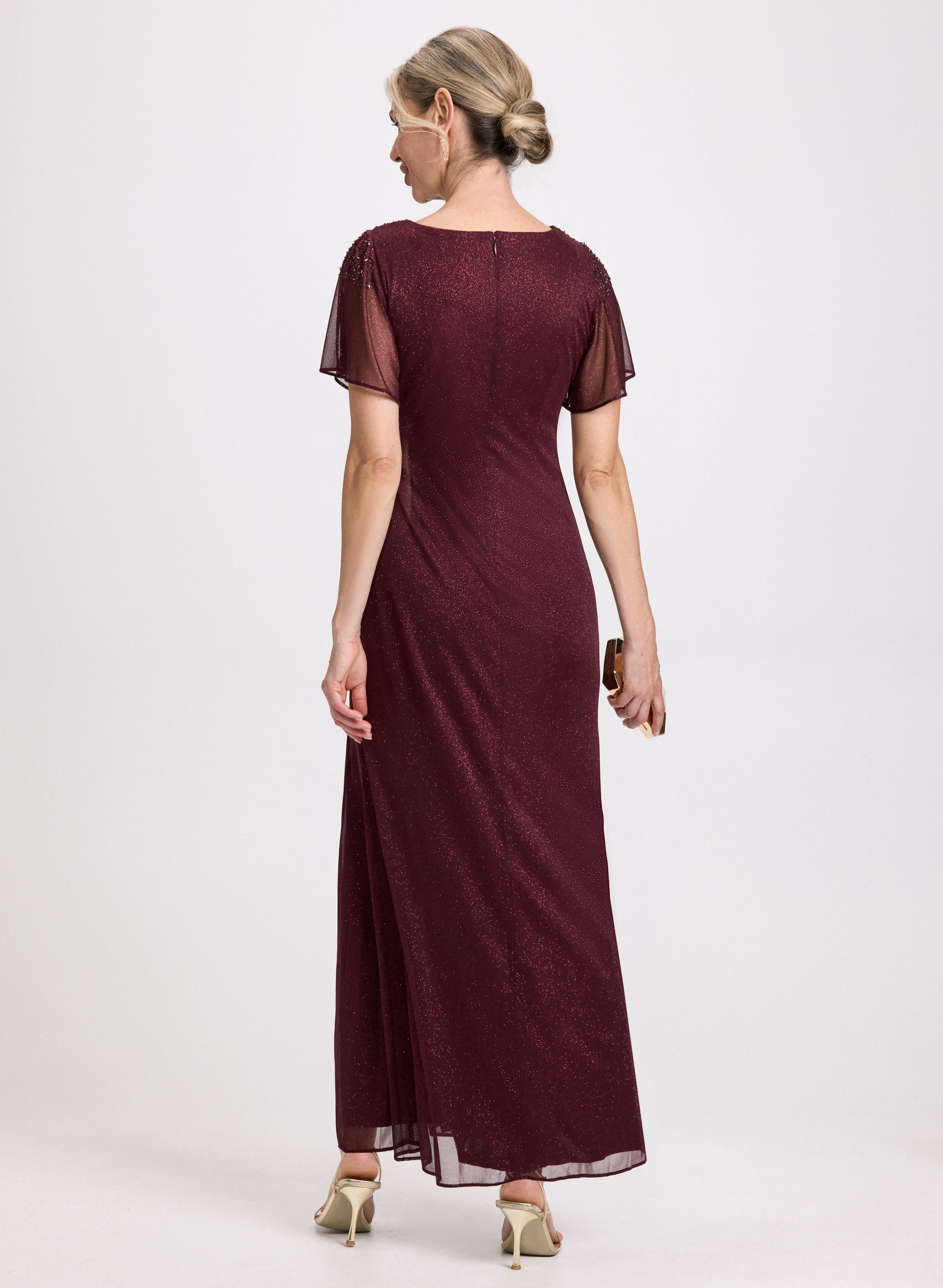 Elegant Bead Detail Flutter Sleeve Dress for Women | Flowy Summer Party & Wedding Guest Dress | Perfect for Cocktail Parties, Date Nights & Special Occasions