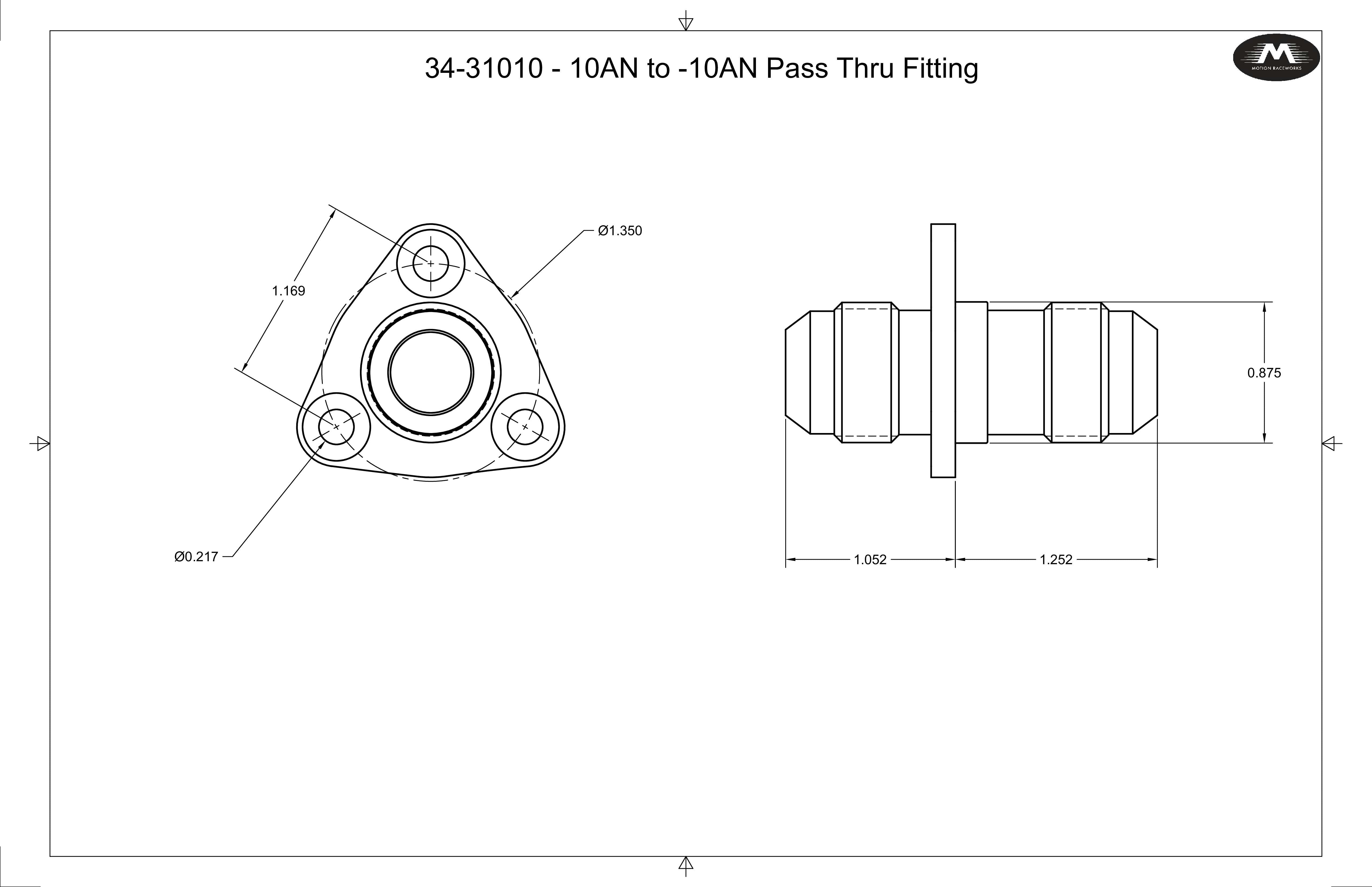 10AN Flanged Bolt Pass Thru Bulkhead Fitting by Fluidworks - High Pressure Fuel & Oil Line Connector for Automotive, Marine & Industrial Applications