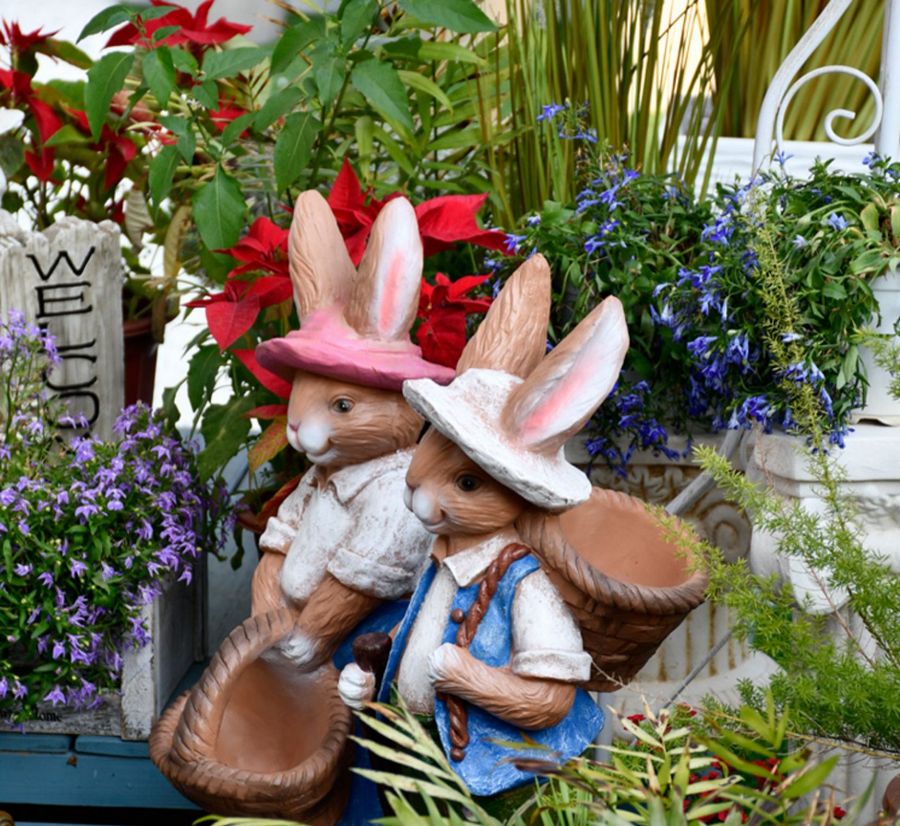 Large Rabbit Statue for Garden - Modern Outdoor Decor Sculpture, Bunny Flowerpot for Courtyard & Villa Landscaping | Perfect for Patio, Lawn & Backyard Decorations