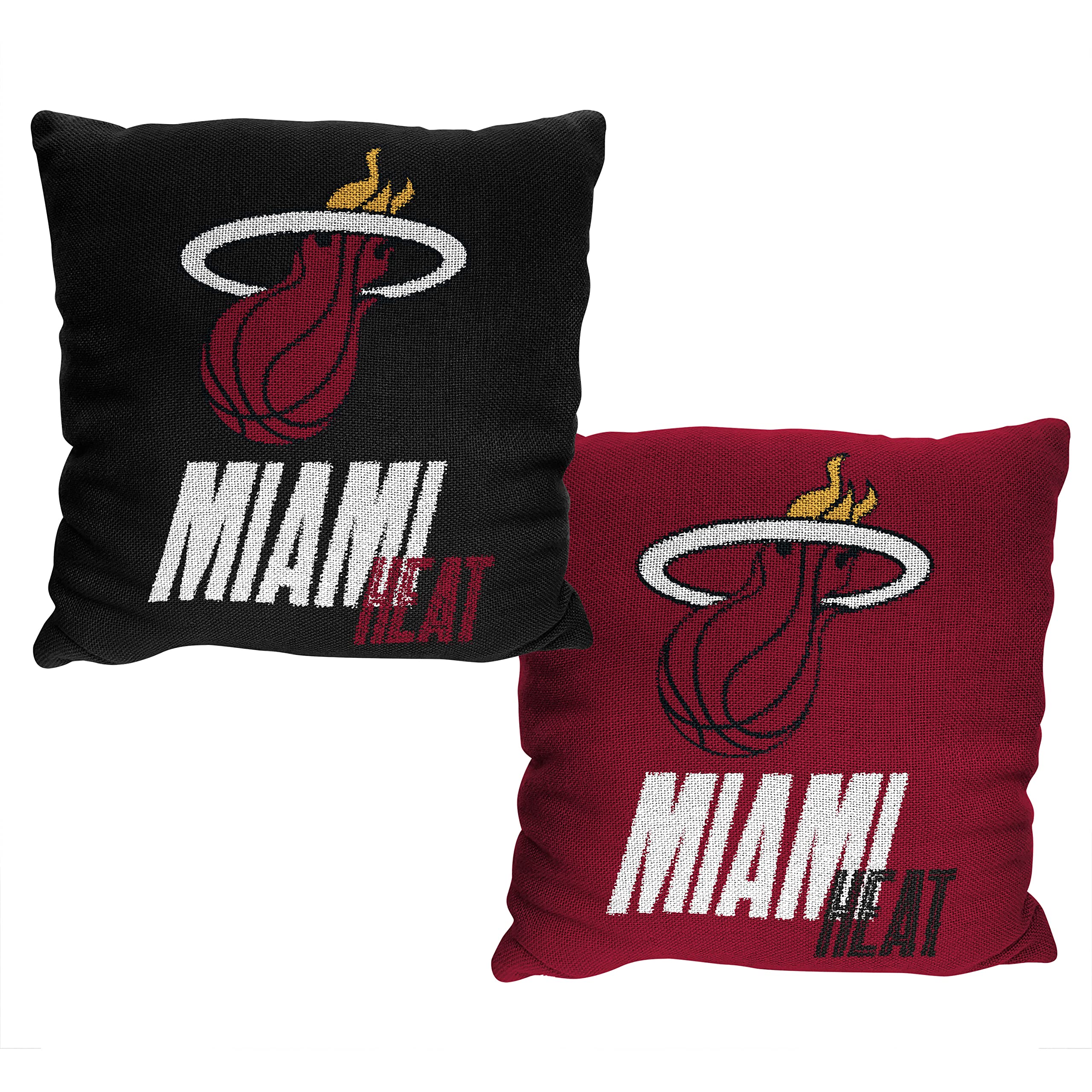 NBA Miami Heat Jacquard Throw Pillow 20x20 Inches - Double Sided Reversible Basketball Couch Pillow for Living Room, Bedroom & Game Room Decor