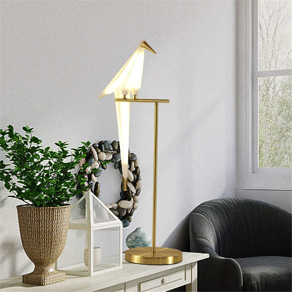 28 Inch LED Table Lamp - Modern Gold Metal Bird Light Fixture for Living Room, Bedroom & Office - Stylish Ambient Lighting for Reading, Working & Home Decor