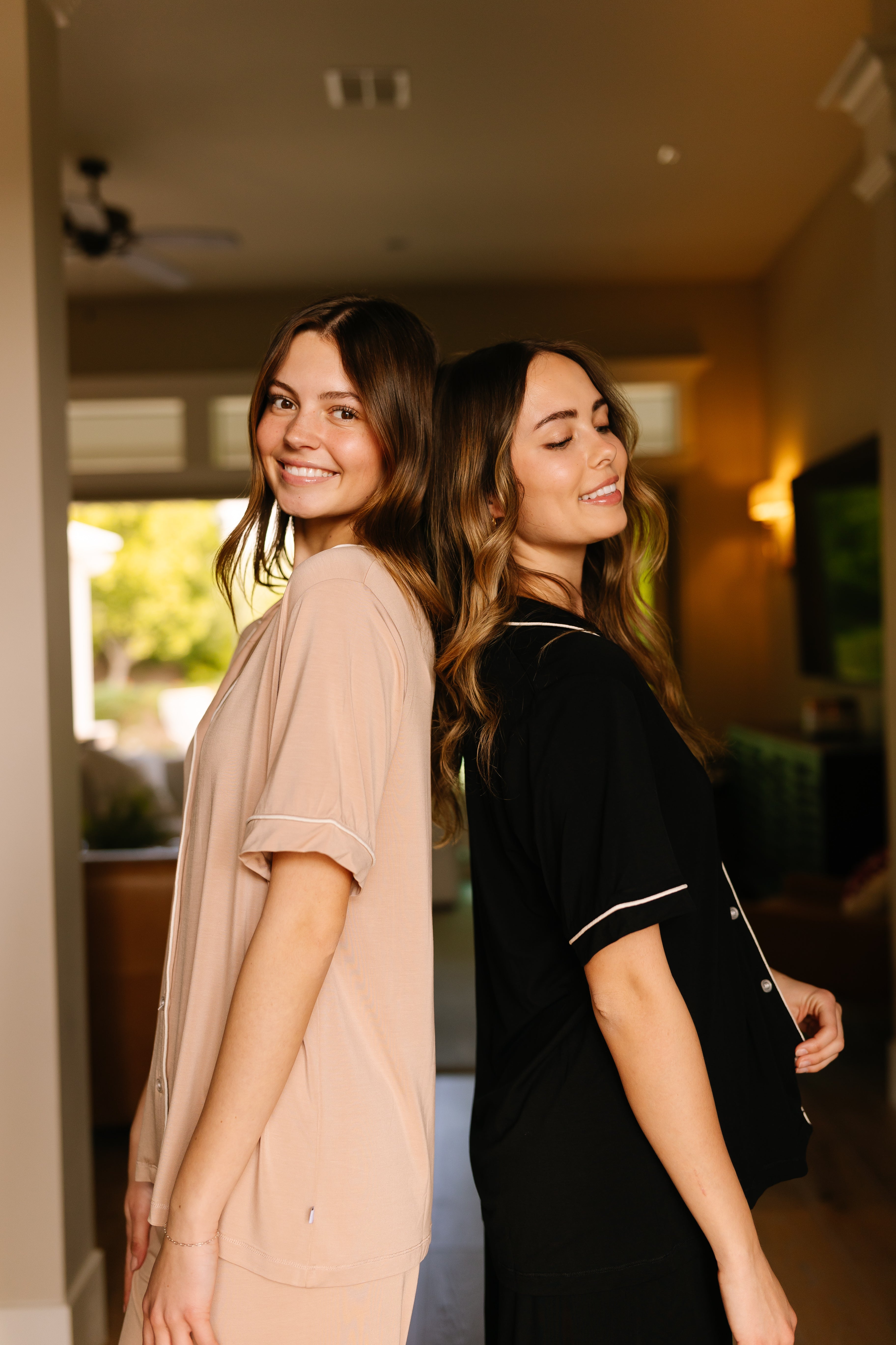 Elegant Black Tie Pajama Set for Women - Soft Short Sleeve Sleepwear for Comfortable Nights & Relaxing Evenings at Home