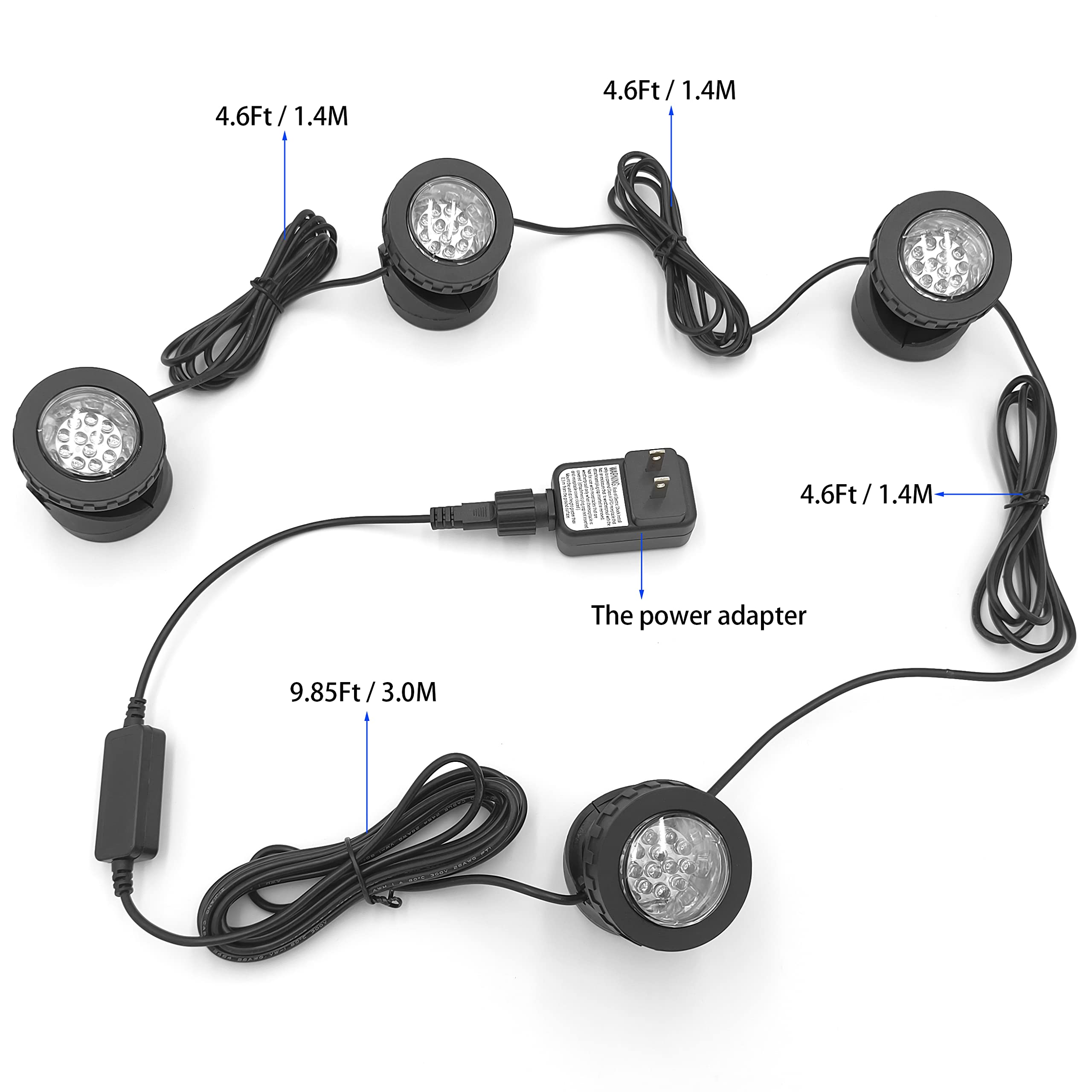 4-Pack RGB Underwater Pond Lights with Timer - IP68 Waterproof, Dimmable Outdoor Landscape Lighting for Garden Fountain, Fish Tank & Pool Decor | Perfect for Backyard, Patio & Water Feature Illumination