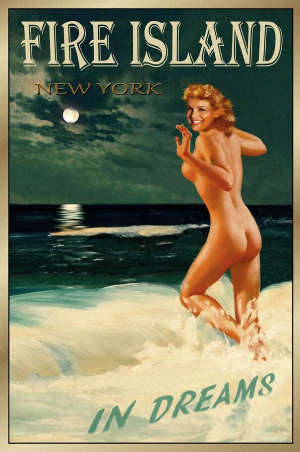 Vintage Fire Island New York Travel Poster - Marilyn Monroe Beach Pin Up Art Print (24x36 Inches) - Perfect for Home Decor, Office Wall Art & Retro Beach Theme Rooms
