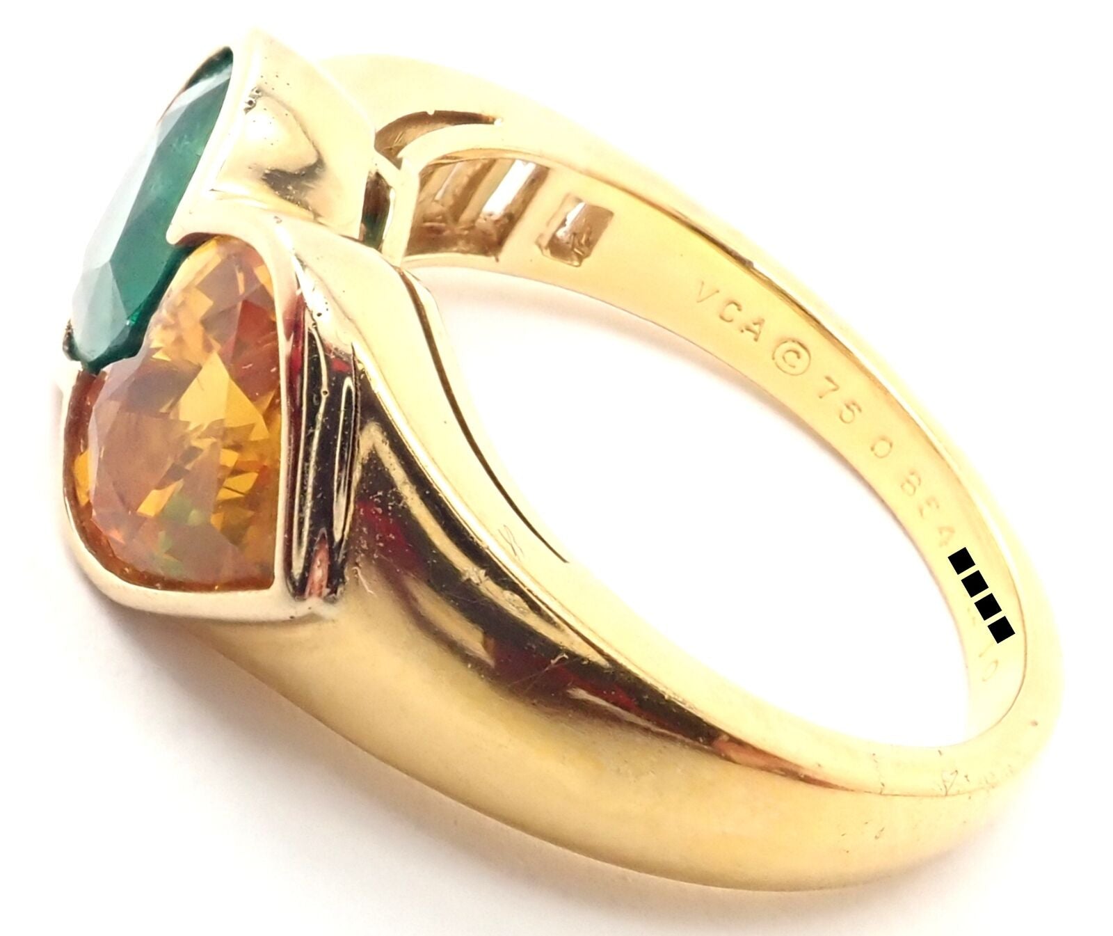 Authentic Van Cleef & Arpels 18k Gold Diamond Emerald Yellow Sapphire Ring - Luxury Jewelry for Women, Perfect for Weddings, Anniversaries & Special Occasions