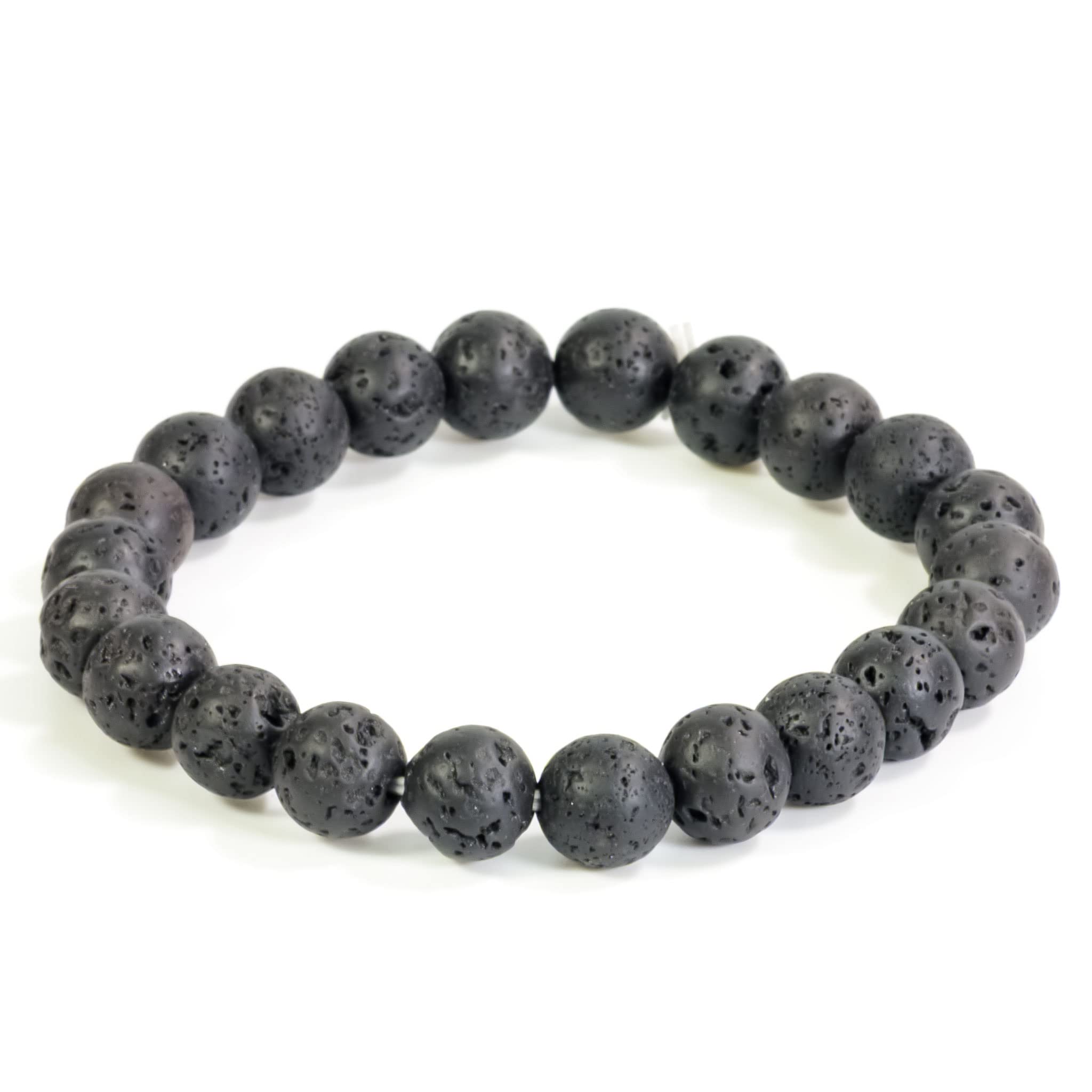 UPL Gemstone Lava Beads - Stretchable Round Bead Bracelets for Men & Women - Adjustable Elastic Bracelet Set - Unisex Yoga Meditation Jewelry Gift for All Occasions - Perfect for Daily Wear, Spiritual Healing and Fashion Accessories