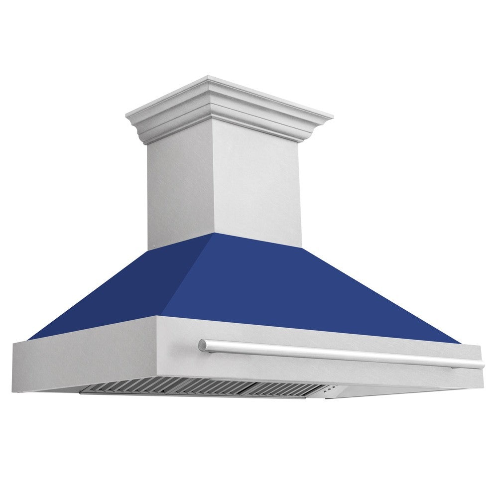 ZLINE 48-Inch Stainless Steel Wall Mount Range Hood with Satin Finish & Stainless Steel Handle (8654SNX 48) - Powerful Kitchen Ventilation for Gas Stoves & Cooking Areas