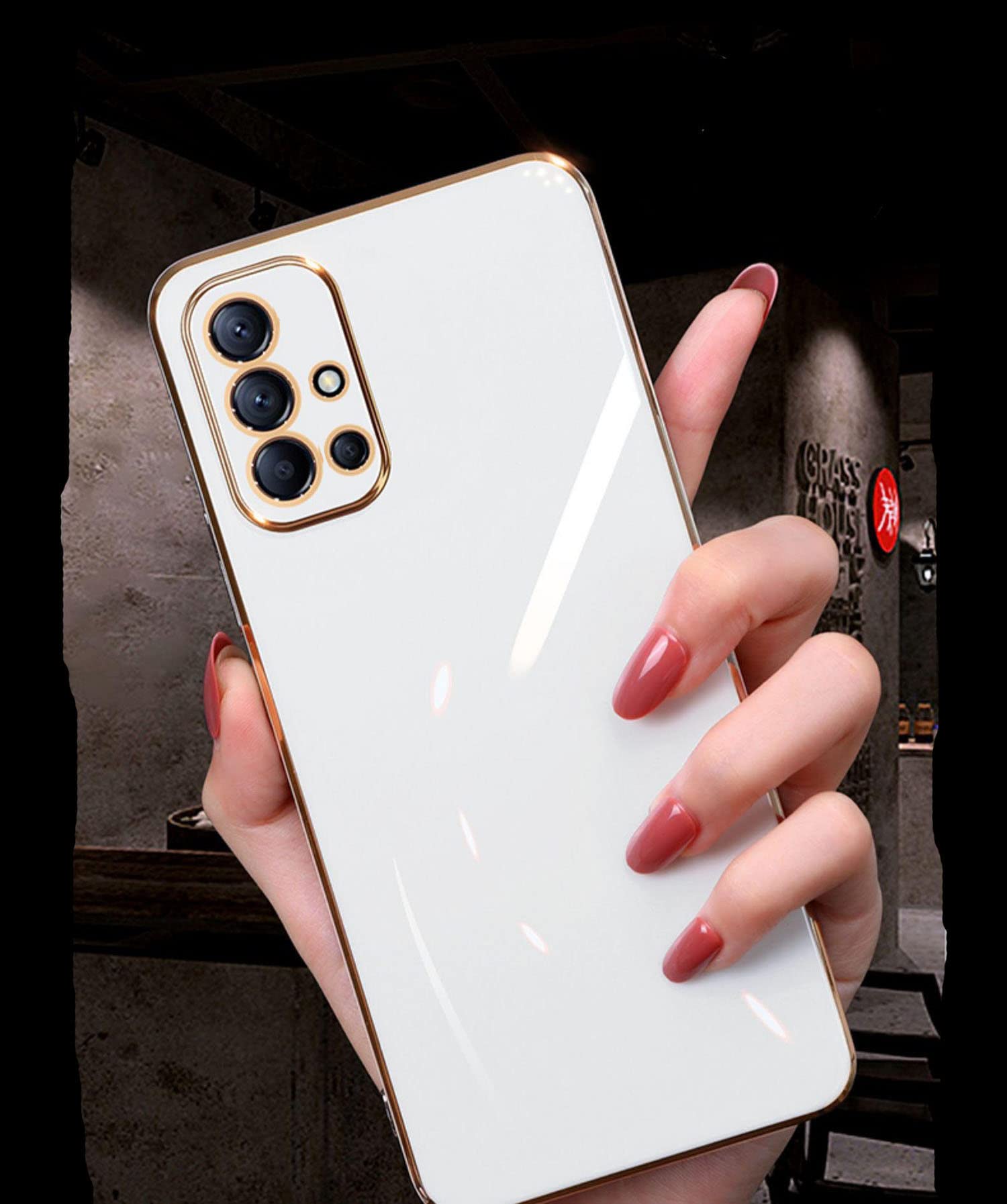 Samsung Galaxy A51 4G Phone Case - Cute Luxury Electroplated TPU Cover with Full Camera Protection & Shockproof Bumper (White) | Perfect for Everyday Use, Travel & Outdoor Activities