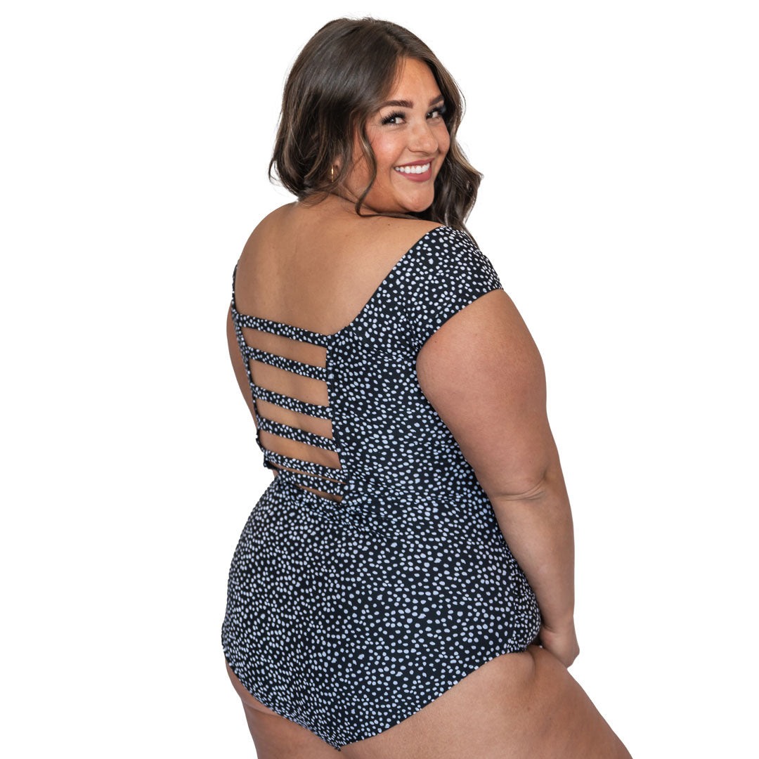 Bardot Women's One Piece Swimsuit - Sexy High Cut Bathing Suit with Tummy Control for Beach, Pool & Vacation | Plus Size Swimwear for Summer