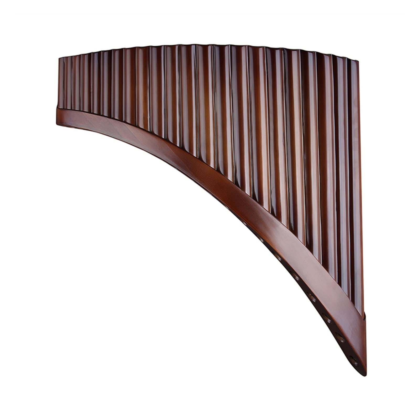 Professional 22-Pipe Pan Flute in C Key - Brown Handmade Folk Woodwind Instrument for Music Performances & Cultural Events