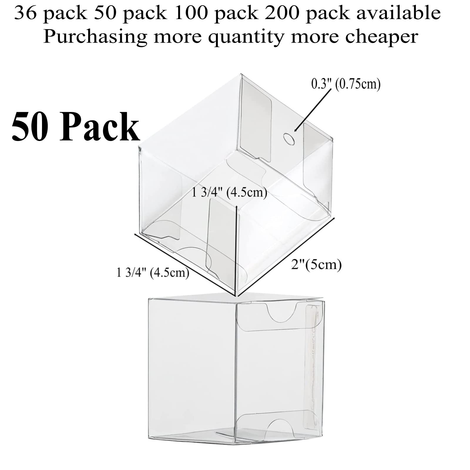 RomanticBaking 50 Pack Clear Cake Pop Boxes 1.75