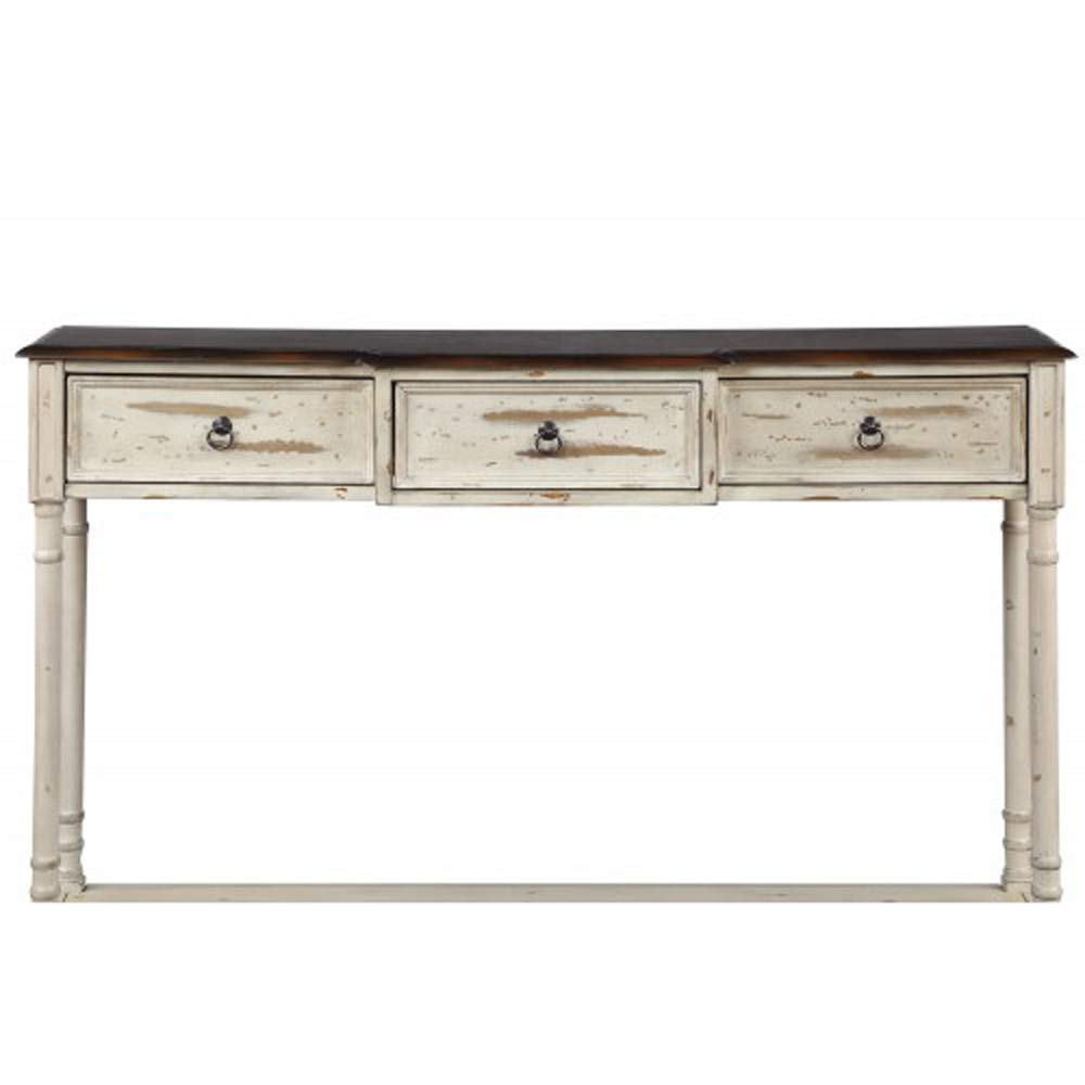 Luxury Beige Console Table with Drawers - Elegant Sofa Table for Entryway, Hallway & Living Room - Sturdy Long Shelf & Projecting Drawers for Stylish Home Decor - Perfect for Displaying Decor, Storing Essentials & Enhancing Your Space