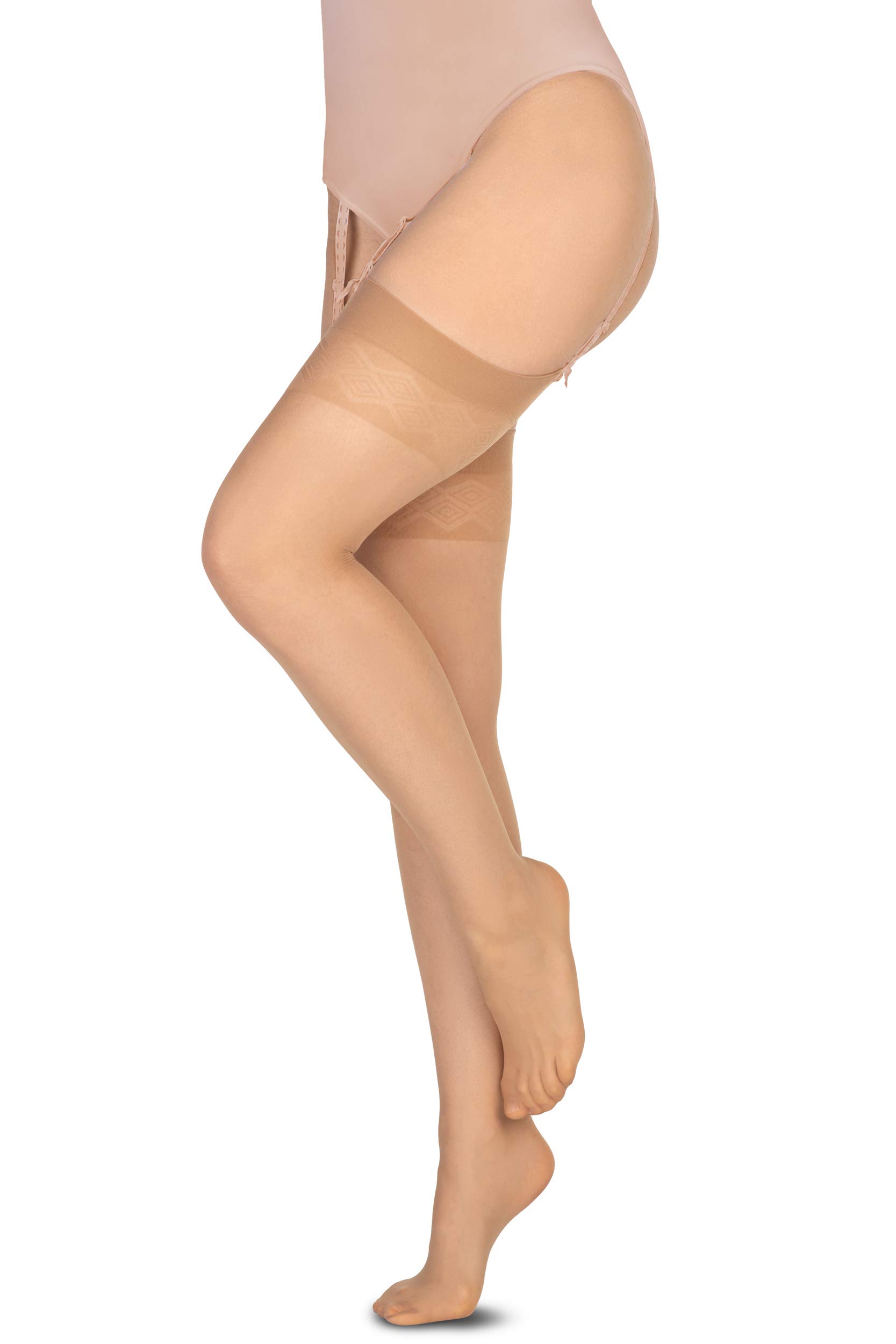 Annes Styling Women's Thigh High Suspender Stockings - 15 Denier Silky Pantyhose with Garter Belt for Elegant Outfits | Perfect for Christmas, Parties & Special Occasions