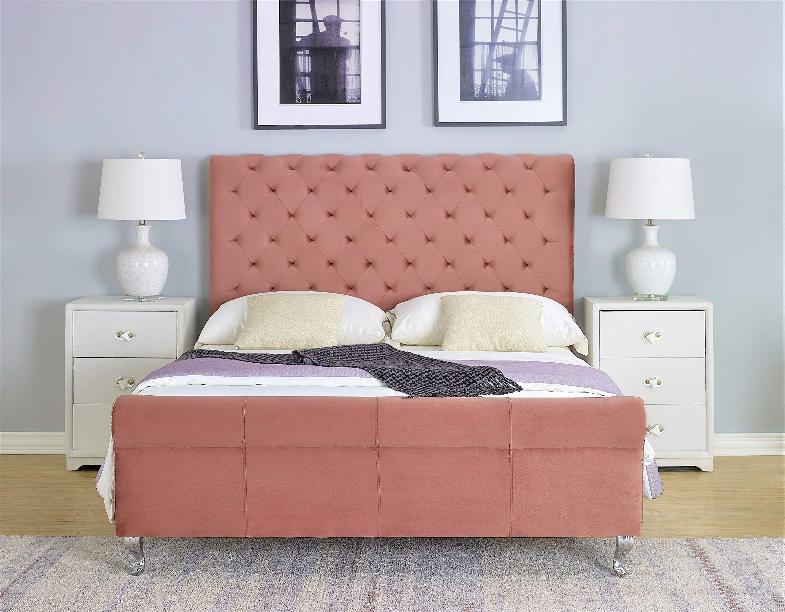 Mid Century Modern Tufted Upholstered King Size Bed - 79