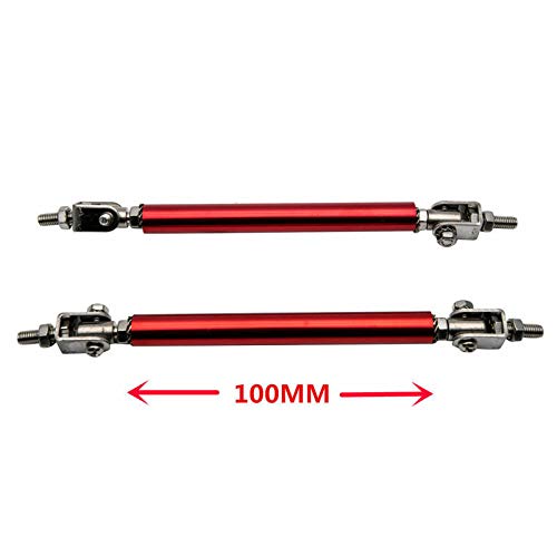 MASO RED Adjustable 100mm Front Bumper Lip Splitter Rods - Stainless Steel Strut Bar Support (Red) - Perfect for Car Body Kits, Racing & Performance Upgrades