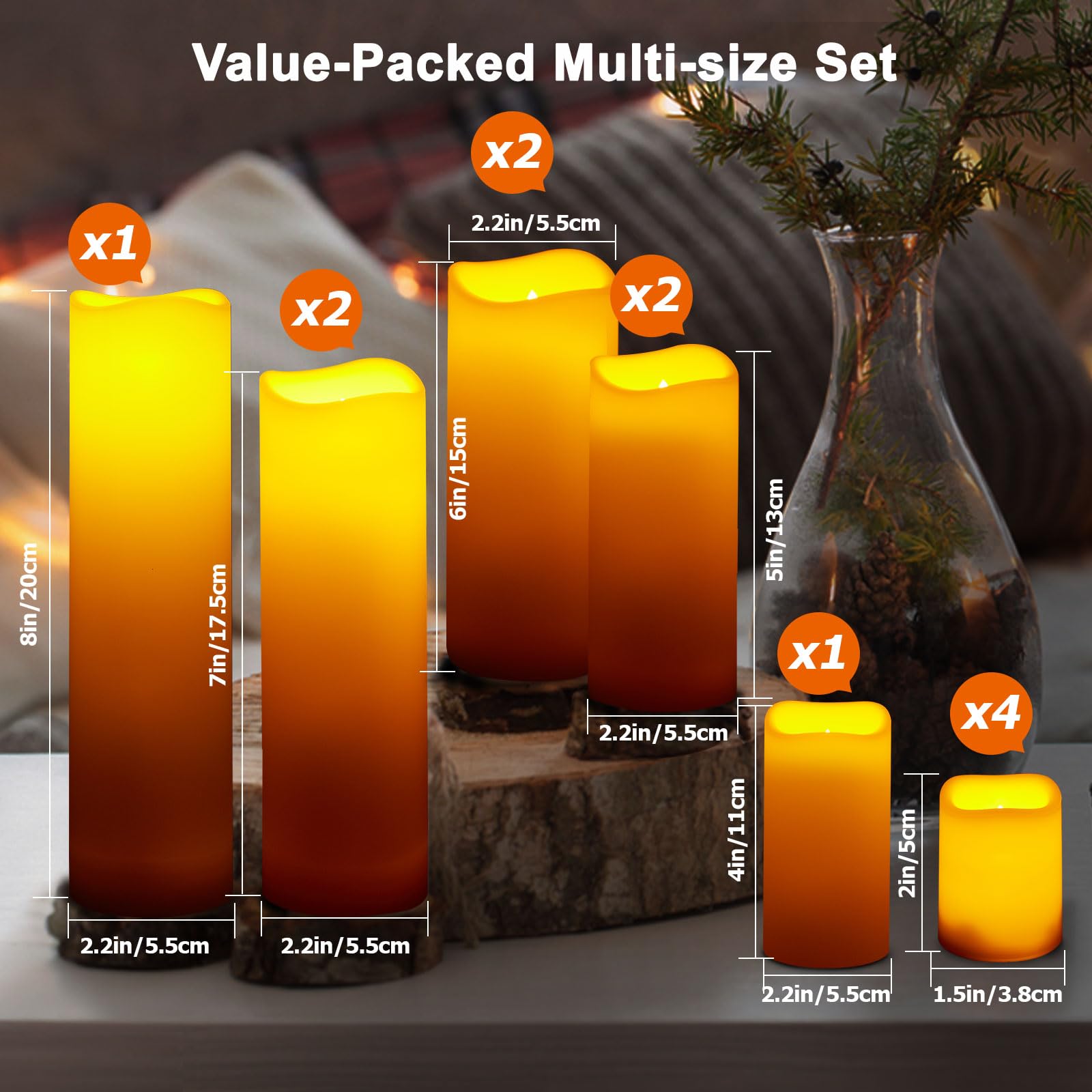 Flameless LED Candles with Remote Timer - Set of 12 Waterproof Battery Operated Pillar Candles for Christmas, Wedding, Home Decor - Romantic Ambiance for Dining, Bathroom & Bedroom Lighting