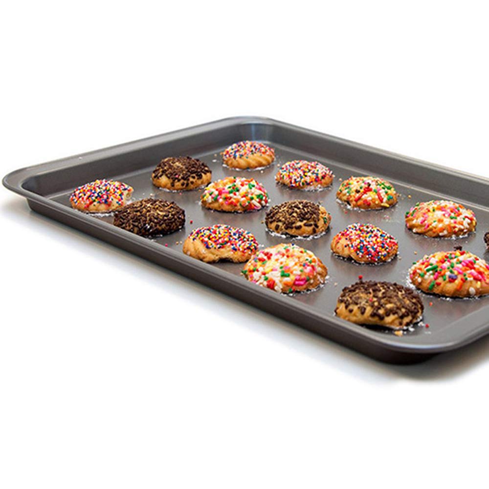 2-Pack Nonstick Carbon Steel Baking Sheets - 10x14.5 Inch Cookie Pans (9x13 Inch Inner) - Heavy Duty Commercial Grade Bakeware for Cookies, Pizza, Roasting Veggies & Sheet Cake Baking