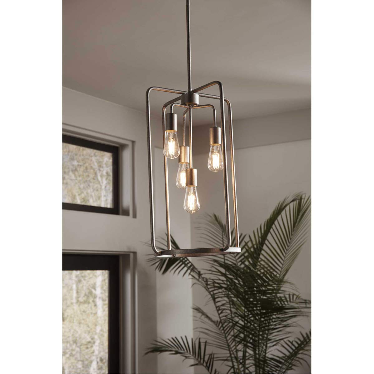 Progress Lighting Bonn Collection 4-Light Farmhouse Pendant Light - Galvanized Metal Finish for Kitchen Island, Dining Room or Entryway Lighting