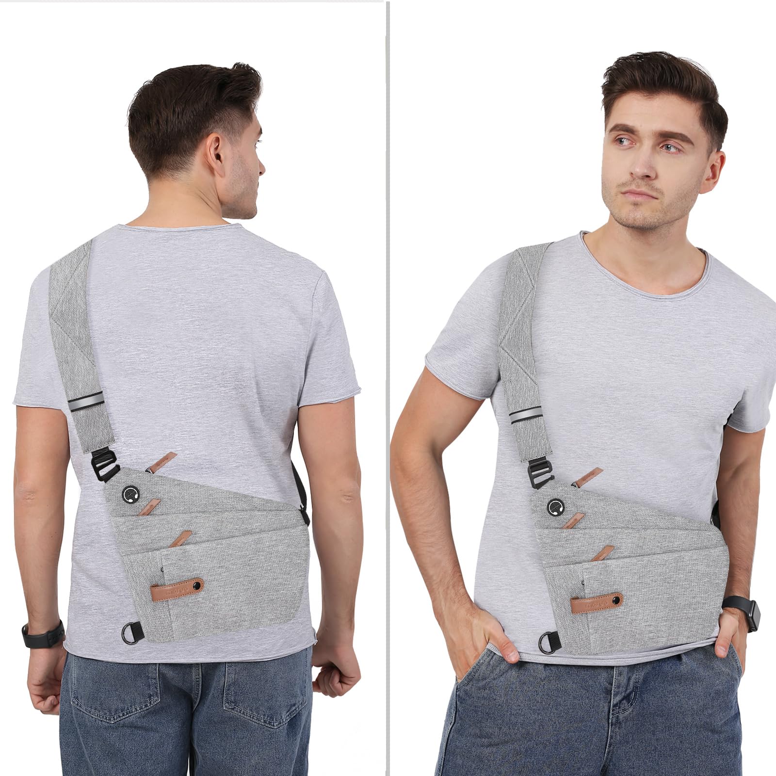 MOSISO Anti-Theft Sling Bag for Men & Women - Lightweight Crossbody Chest Shoulder Bag with Multiple Pockets - Perfect for Outdoor Hiking, Travel & Everyday Use - Gray