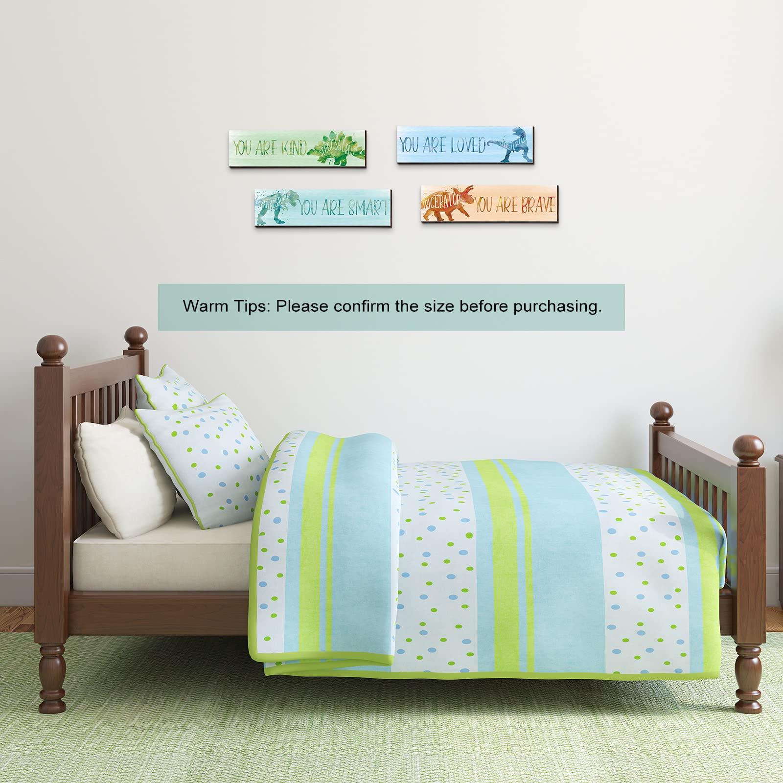 Dinosaur Wall Art Decor for Kids - 4 Pcs Inspirational Dinosaur Posters for Boys Room, Nursery & Classroom (12x3 Inch) - Perfect for Bedroom Decor, Playroom & Learning Spaces