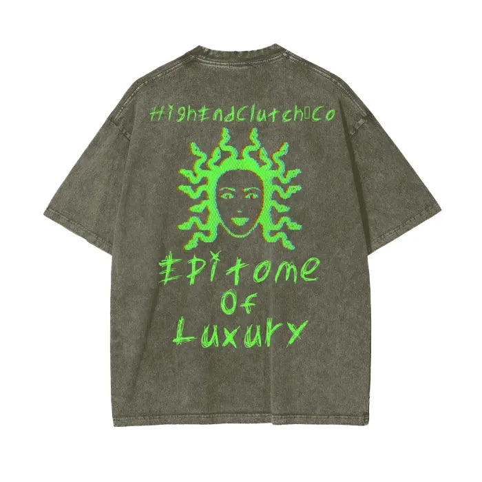 Premium Medusa Print Acid Wash Oversized T-Shirt - 250 GSM Heavyweight Cotton | Streetwear, Casual Outfit & Gothic Fashion