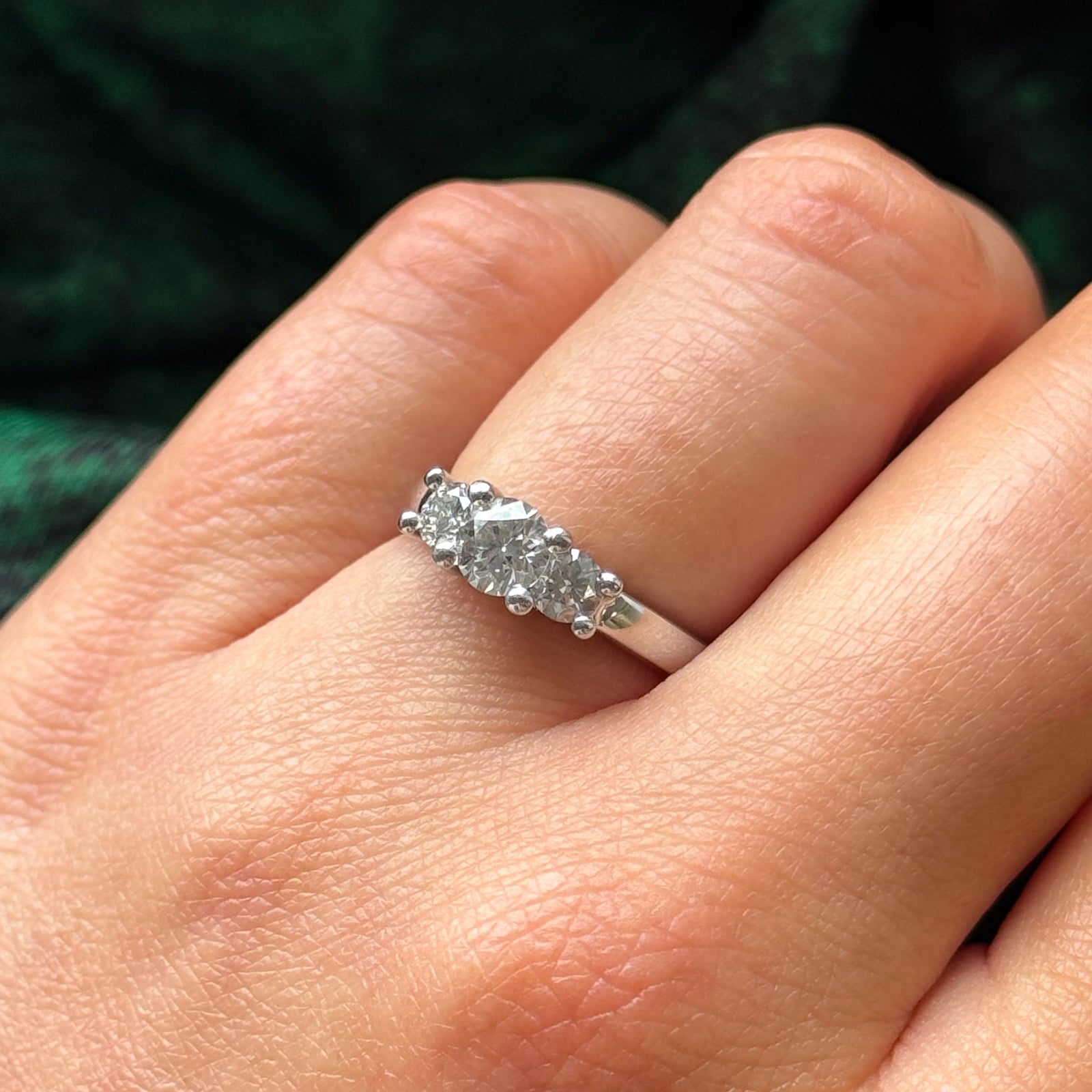 Birks Three Stone Diamond White Gold Ring | 0.43ct Total Weight | Size 5 | Elegant Engagement, Wedding, or Anniversary Jewelry Gift
