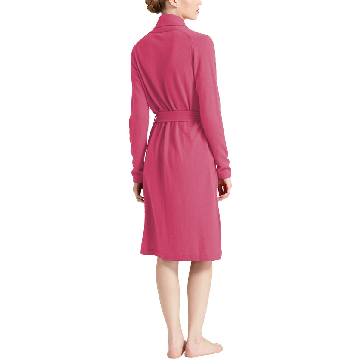 Parisbonbon Women's 100% Cashmere Shawl Collar Robe - Soft Luxurious Wrap - Hot Pink Size Large - Perfect for Spa Days, Lounging & Gift Giving