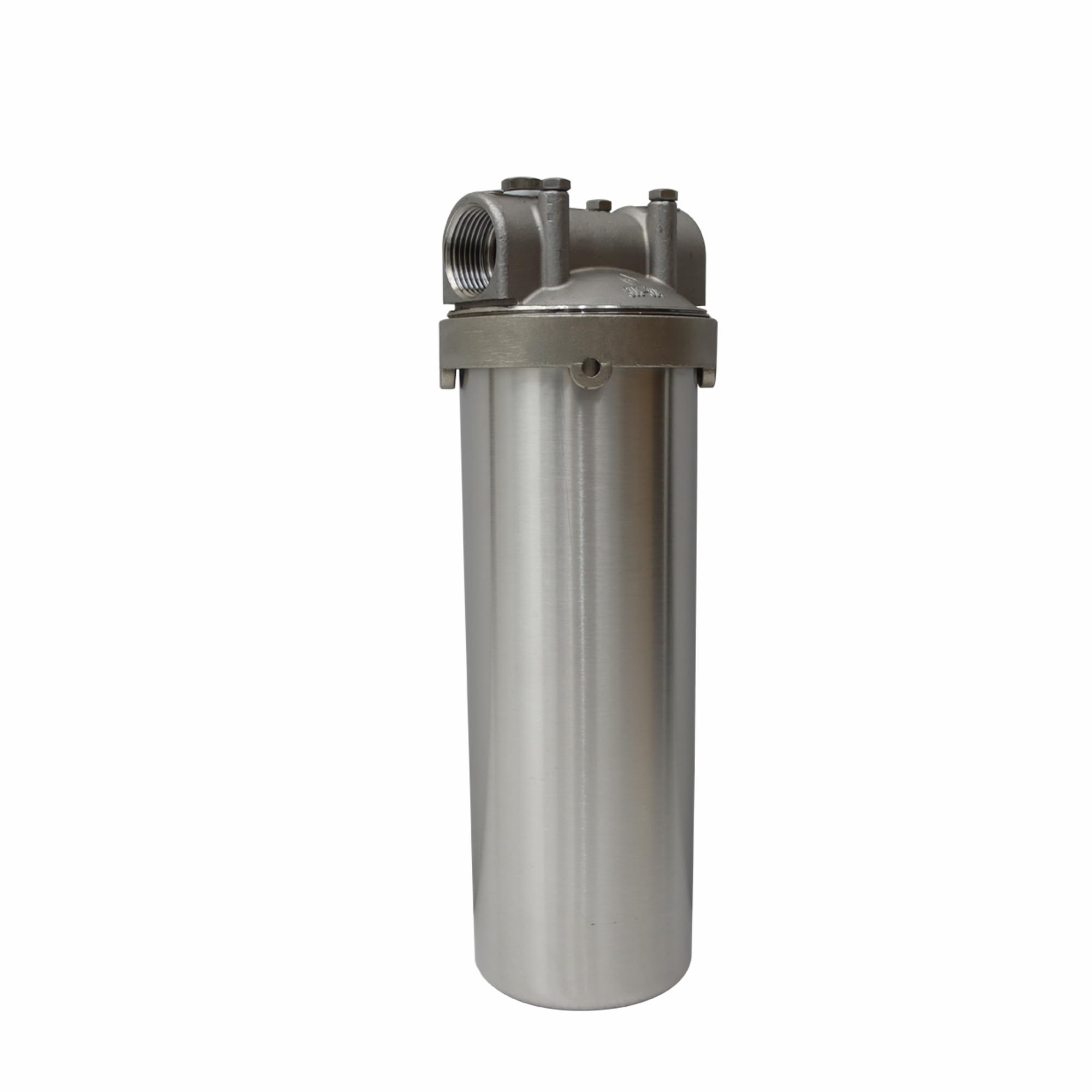 Heavy Duty 10 Inch Stainless Steel Water Filter Housing with 1 Inch NPT Inlet/Outlet - Includes Bracket and Wrench Pin for Whole House Water Filtration System | Perfect for Residential, Commercial and Industrial Water Purification Applications
