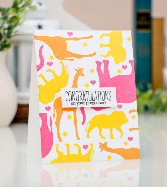 Baby Greeting Card with Sentiment Stamped Background - Perfect for Baby Showers, Birth Announcements & New Parent Gifts