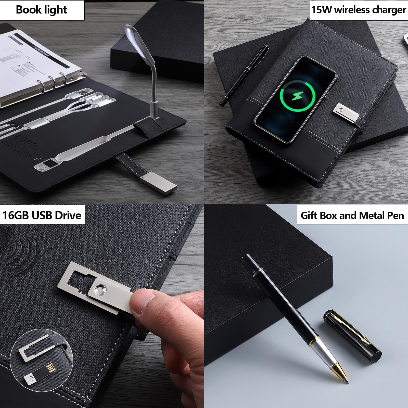 2025-2026 Planner with Book Light & 15W Wireless Charger | Traveler's Notebook with Power Bank | A5 Binder Journal & Padfolio Set for Men & Women | Perfect for Office, School, Travel and Daily Organization