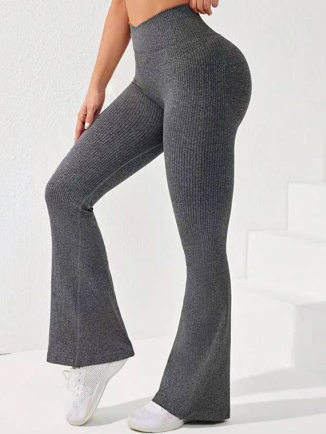 ZASUWA Women's High Waisted Flare Pants - Solid Color & Striped Design for Casual & Office Wear | Comfortable Wide Leg Trousers for Everyday Fashion