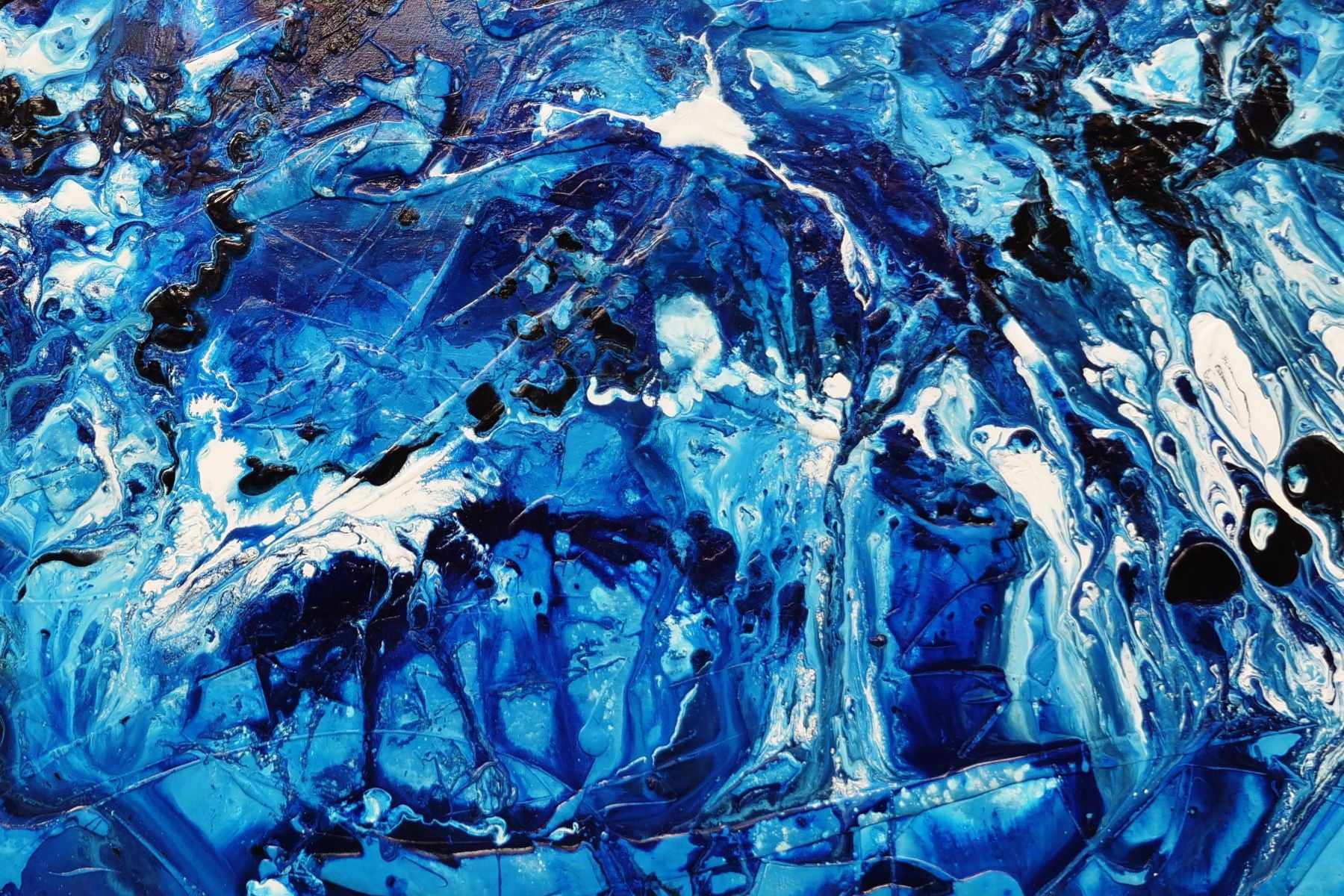 Blue and White Textured Abstract Canvas Painting 200cm x 120cm – Modern Wall Art for Living Room, Bedroom & Office Decor | Aquafied Collection