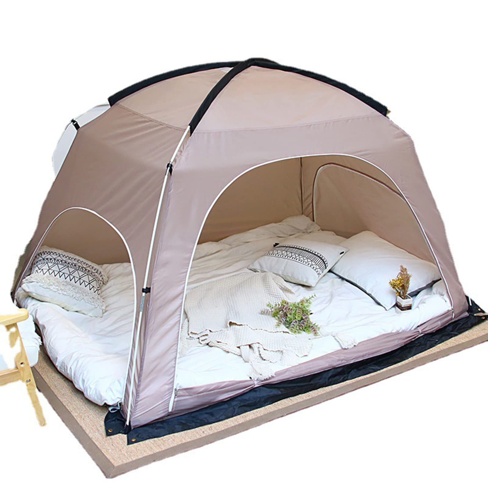 Oiakus Indoor Privacy Tent - Portable Pop Up Bed Tent for Adults & Kids, Warm & Cozy Sleeping Shelter with Frame Curtains | Perfect for Bedrooms, Camping, Reading Nooks & Play Areas