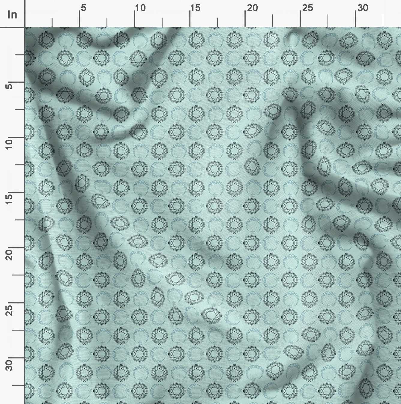Soimoi Moss Green Georgette Fabric by The Yard - 44 Inch Wide - Star Tetrahedron Geometric Print - Cosmic Whimsical Design for DIY Crafts, Dresses & Home Decor