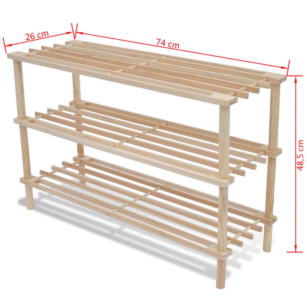 3-Tier Solid Fir Wood Shoe Rack - 2 Pack Space-Saving Shoe Cabinet for Entryway, Hallway, Living Room & Closet Organization - Perfect for Small Spaces & Home Decor
