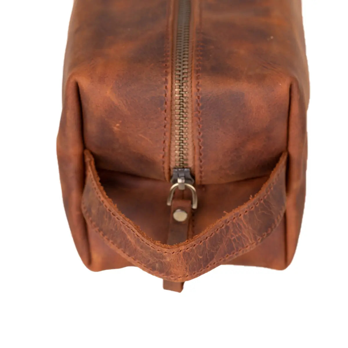 Vintage Distressed Brown Leather Dopp Kit Bag - Travel Toiletry Organizer for Men | Perfect for Gym, Camping & Business Trips