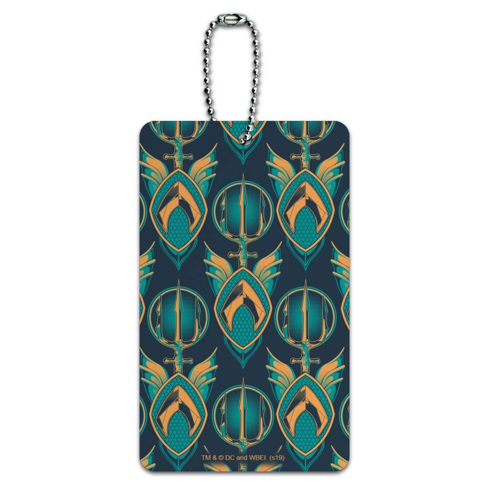 Aquaman Movie Logo Trident Pattern Luggage Tag - Waterproof Suitcase ID Card for Travel & Cosplay | Perfect for Carry-On Bags, Comic Con & DC Fans