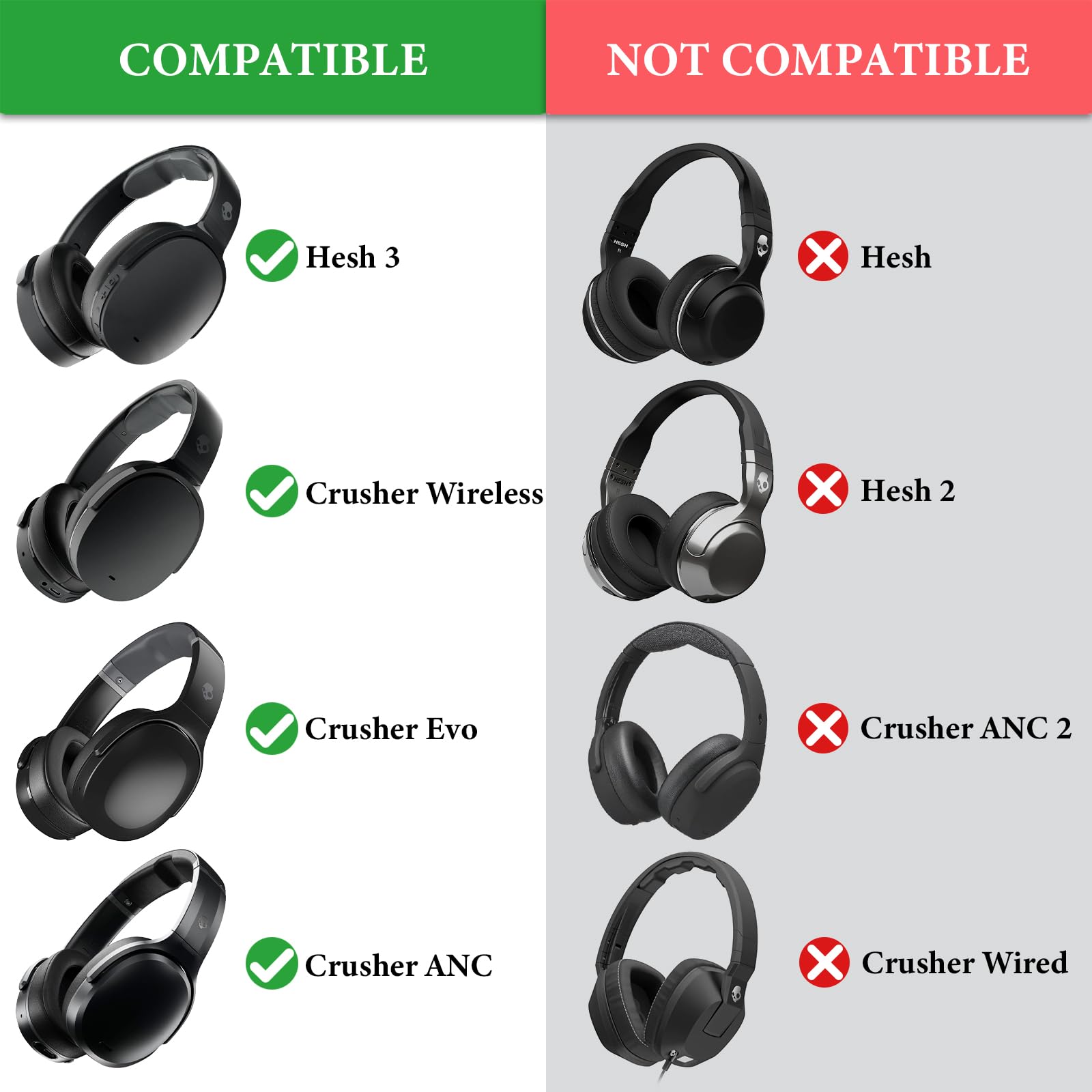Geekria QuickFit Replacement Ear Pads for Skullcandy Crusher Wireless/EVO/ANC & Hesh 3/Venue Headphones - Premium Memory Foam Ear Cushions, Noise Isolation Earpads (Camo) - Perfect for Gaming, Music & Travel Comfort