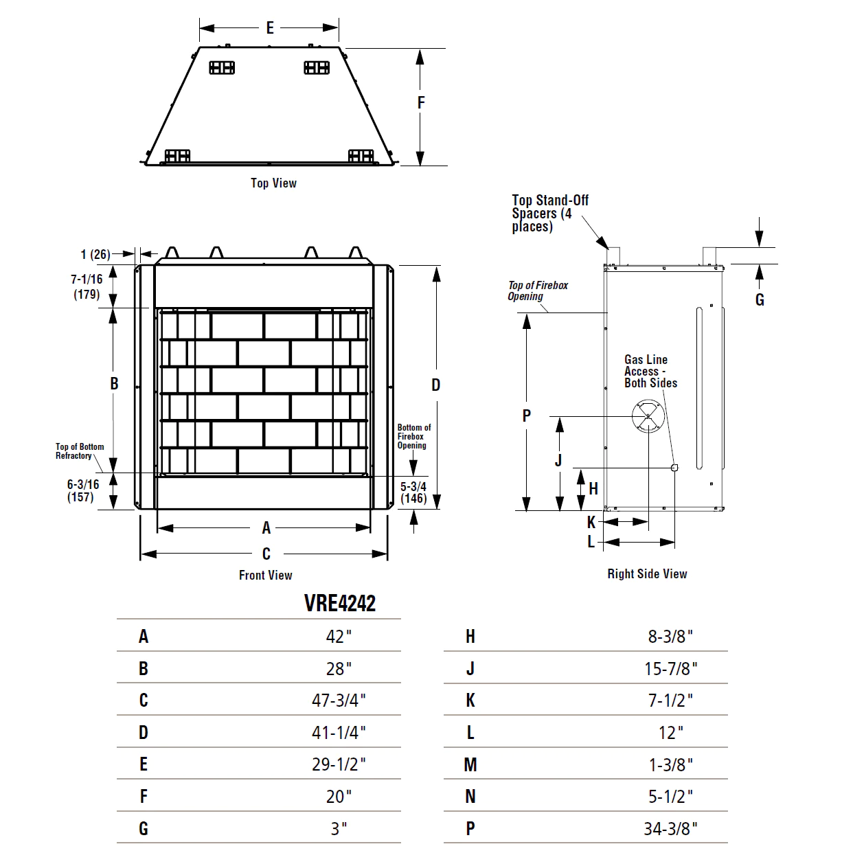 42 Inch Vent-Free Indoor/Outdoor Gas Firebox - VRE4242 - Perfect for Patios, Decks, and Living Rooms
