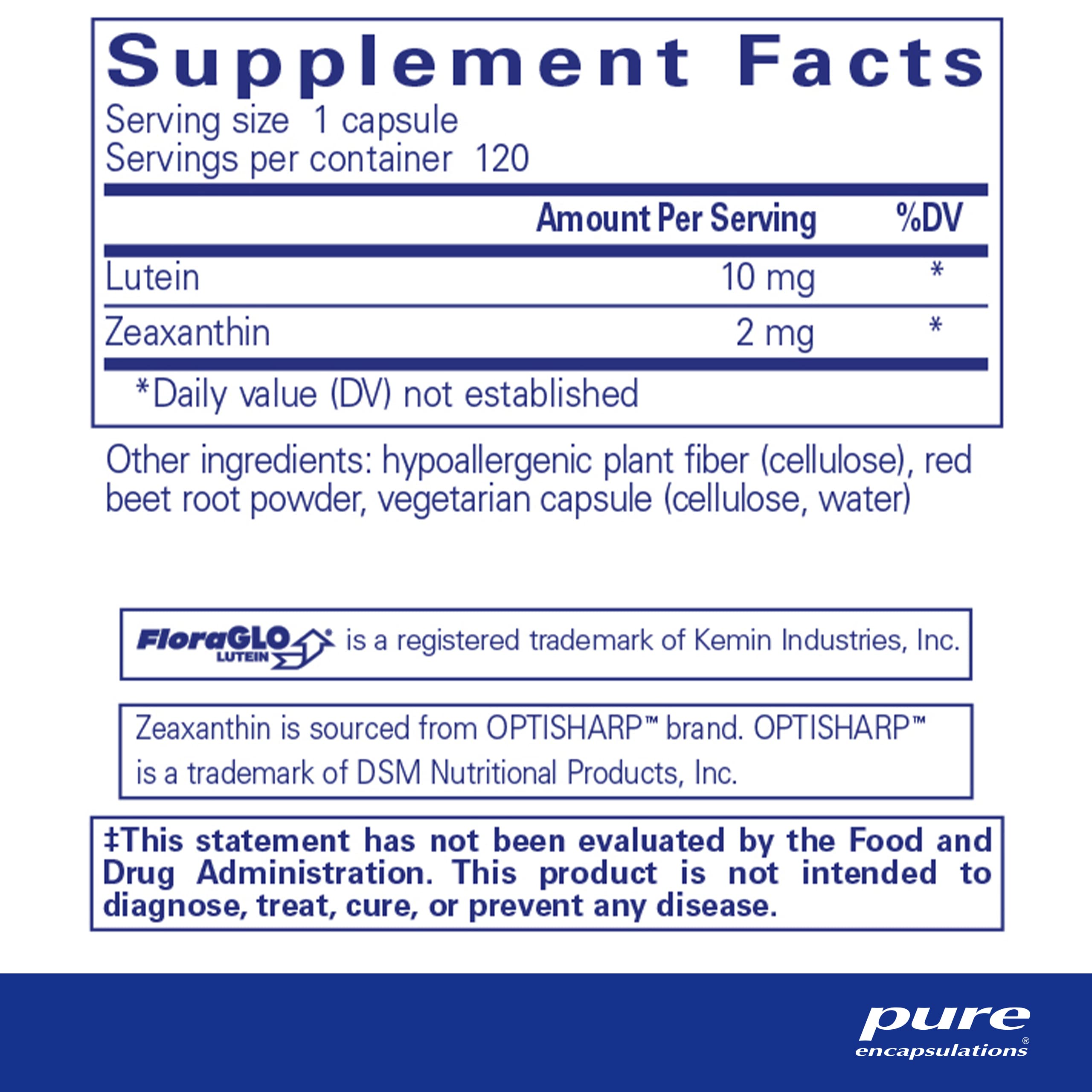 Pure Encapsulations Lutein & Zeaxanthin 120 Capsules - Eye Health Supplement for Macular Support & Vision Protection - Vegan, Non-GMO Antioxidant Formula - Perfect for Computer Users & Aging Eye Care