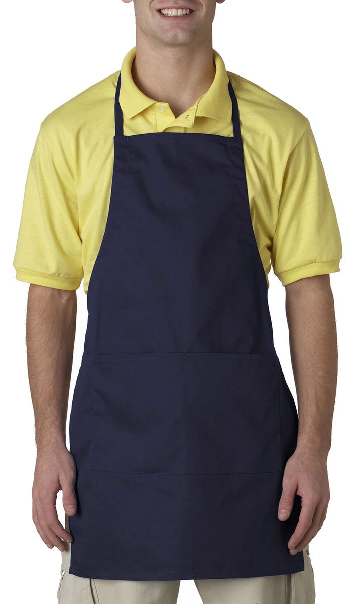 Liberty Bags Two-Pocket Adjustable Apron - One Size Navy Blue - Perfect for Cooking, Baking, Grilling & DIY Crafts