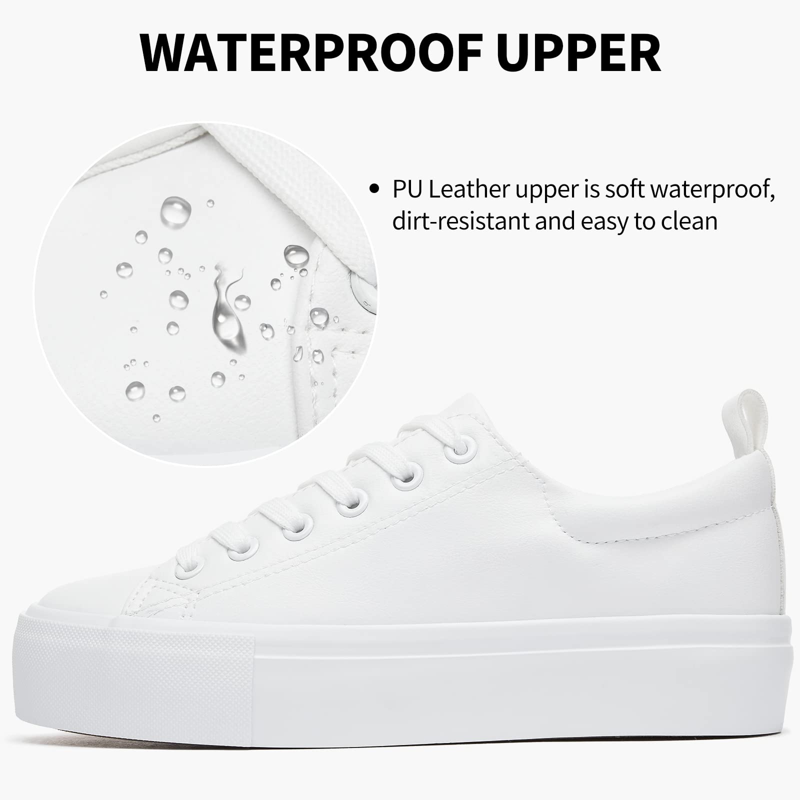 SERNIAL Women's White Platform Sneakers - PU Leather Chunky Sneakers for Women | Comfortable Walking Shoes for Casual Outfits & Everyday Wear